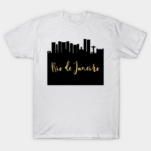 RIO DE JANEIRO DESIGNER SILHOUETTE SKYLINE ART T-Shirt by deificusArt